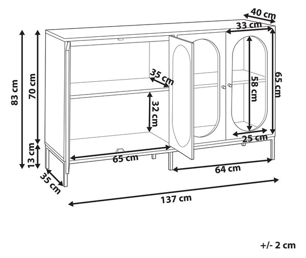 Prosklená komoda LANGFORD 137 cm Černá