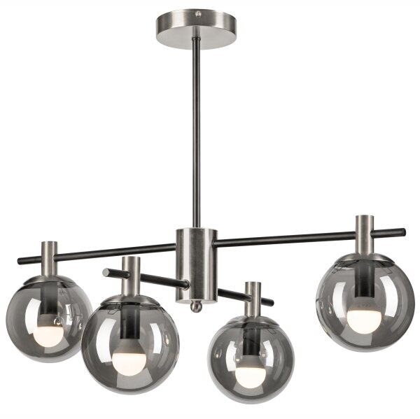Lustr na tyči LILOU 4xE14/5W/230V matný chrom/kouřová
