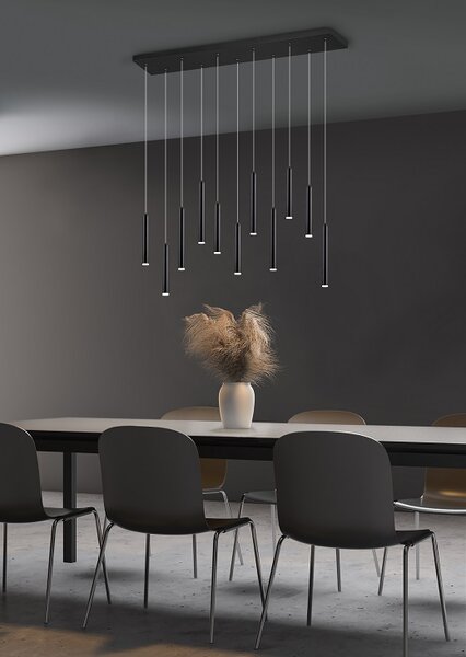 Trio Leuchten 321611132 TUBULAR - Závěsný lustr stmívatelný klasickým vypínačem, LED 30W, 3000K, 115cm šířka (Moderní závěsný lustr s příjemnou teplou barvou světla, montura v černé barvě)