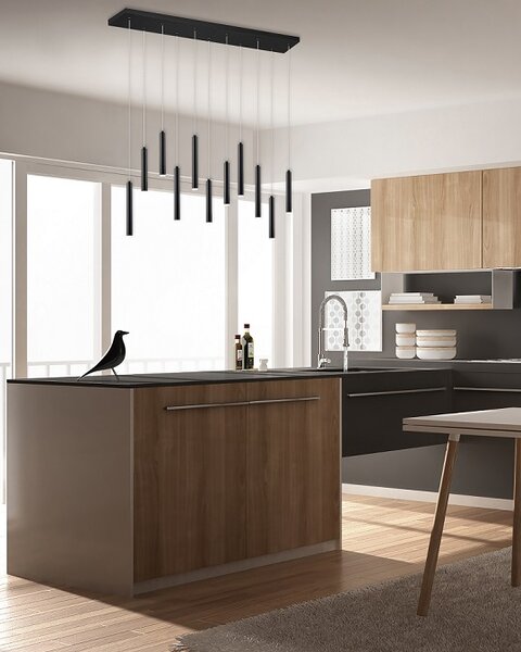Trio Leuchten 321611132 TUBULAR - Závěsný lustr stmívatelný klasickým vypínačem, LED 30W, 3000K, 115cm šířka (Moderní závěsný lustr s příjemnou teplou barvou světla, montura v černé barvě)