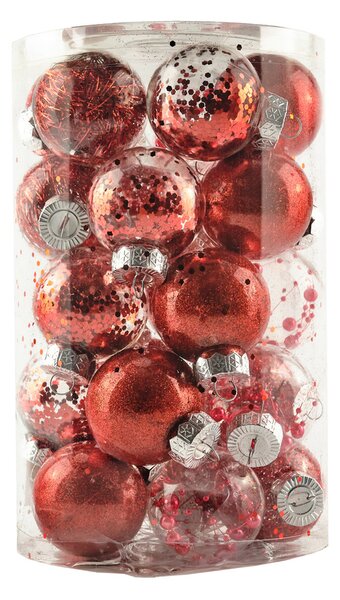 DECOLED Sada ozdob, prům. 6 cm, červená