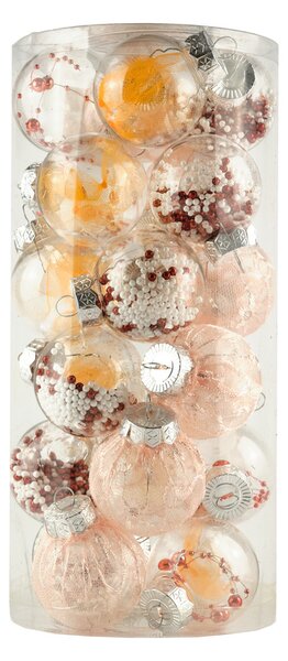 DECOLED Sada ozdob, prům. 6 cm, červená+růžová