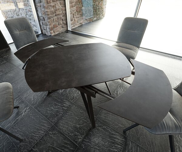 DELIFE Jídelní stůl Carlow 130/200x95 cm keramika šedá kov rozkládací