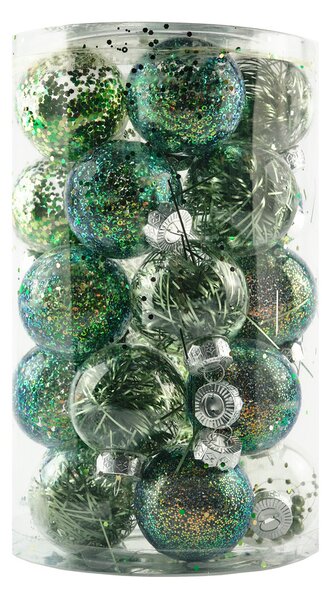DECOLED Sada ozdob, prům. 7 cm, tmavě zelená