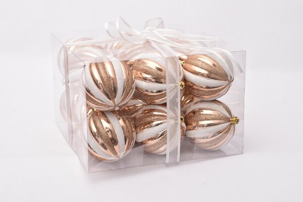 DECOLED Sada ozdob, prům. 7 cm, šampaň+bílá