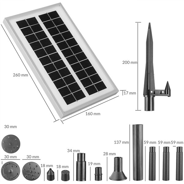 Deuba Solární fontána LED 260 l/h