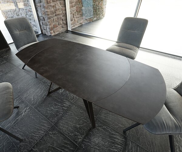 DELIFE Jídelní stůl Carlow 130/200x95 cm keramika šedá kov rozkládací