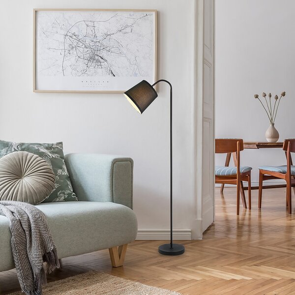 Rabalux Černá stojací lampa Godric s černým stínidlem pro žárovku E27 6640
