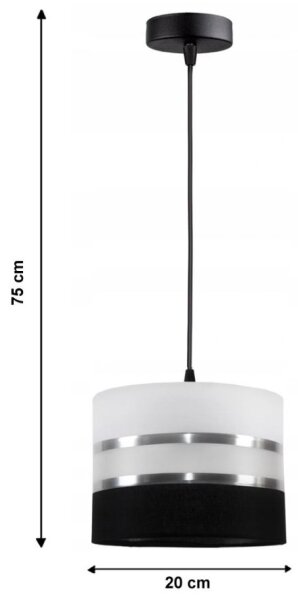 Lustr na lanku CORAL 1xE27/60W/230V černobílá