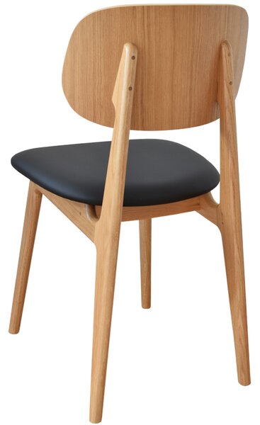 FormWood Dubová jídelní židle Rabbit s černým koženkovým sedákem