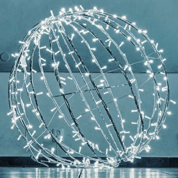 DECOLED 3D LED svítící koule, pr. 100 cm, ledově bílá, bílý kabel, IP67, Easy Fix