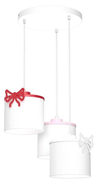 Dětský lustr na lanku SWEET 3xE27/15W/230V bílá/růžová/červená/mašle