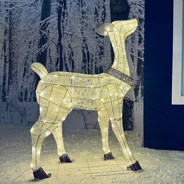 DECOLED 3D LED svítící laň, 150 cm, teple bílá, 140 LED, IP44 venkovní
