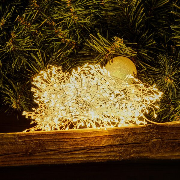 DECOLED LED světelný řetěz, kapičky na drátku, 3 m, venkovní, teple bílá, 600 diod, stříbrný kabel, IP44, vč. zdroje