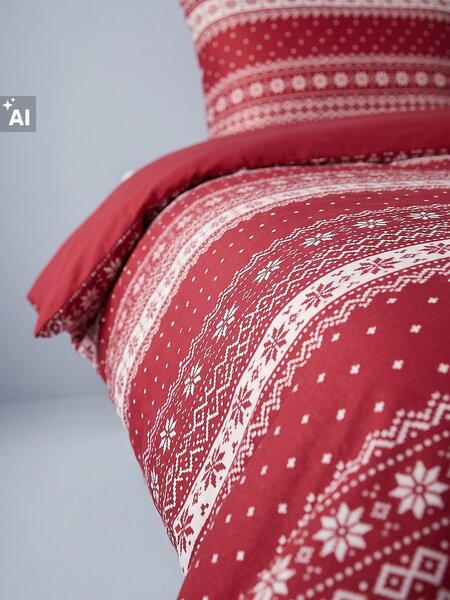 Sinsay - Sada ložního prádla se vánočním vzorem - červená