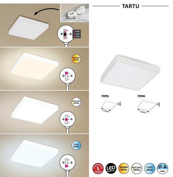 Rabalux 7895 Tartu LED Stropní venkovní světlo | Variabilní | Bílá | 18W - r-7895