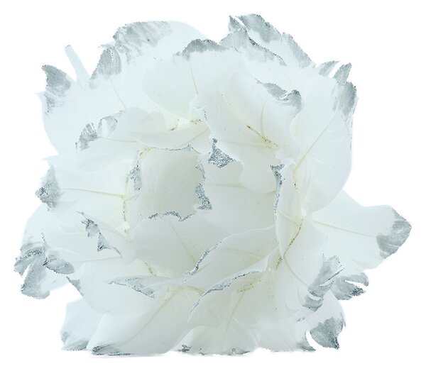 DECOLED Vánoční ozdoba z peříček, 12 cm, bílá, peří
