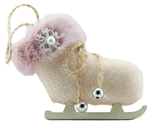 DECOLED Vánoční ozdoba na stromeček brusle, 12 × 9 cm, závěsná, textil, interiér