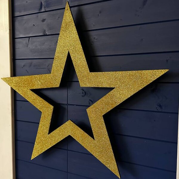 DECOLED Vánoční ozdoba hvězda 80 cm zlatá, dutá, překližka, venkovní
