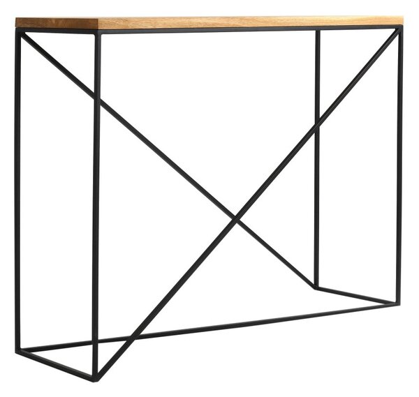Konzolový stolek s černou konstrukcí a deskou z masivního dubového dřeva Custom Form Memo, délka 100 cm