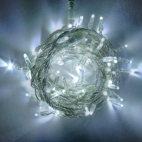 DECOLED LED tekoucí světlo, 6 m, ledově bílá, 96 diod, čirý kabel IP44, 24V
