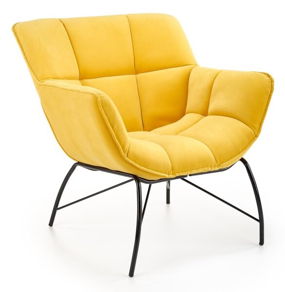 Designové křeslo BELTON — kov, látka, žlutá