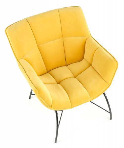 Designové křeslo BELTON — kov, látka, žlutá