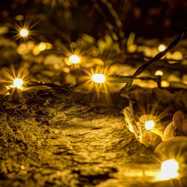DECOLED Hobby Line LED světelný řetěz, venkovní, 4 m, teple bílá, 32 diod, tmavě zelený kabel, IP44, prodlužovací