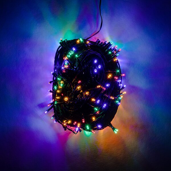 DECOLED LED světelný řetěz, venkovní, 40 m, barevný, 200 diod, černý kabel, IP44, vč. zdroje
