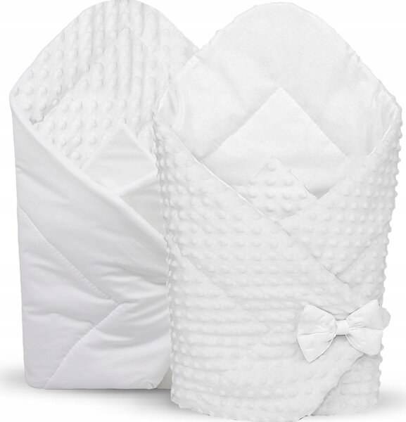 Oboustranná zavinovačka pro miminka 80x80 cm BABYMAM PREMIUM - Sněhově bílá s bílou minky