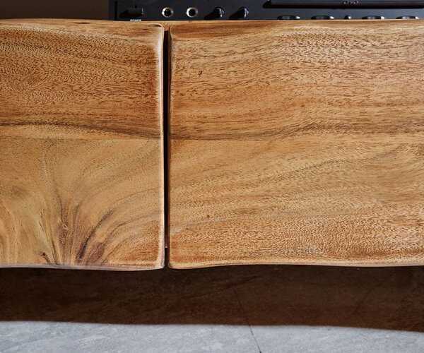 DELIFE TV stolek Live-Edge 190 cm akácie přírodní 4 zásuvky 2 přihrádky