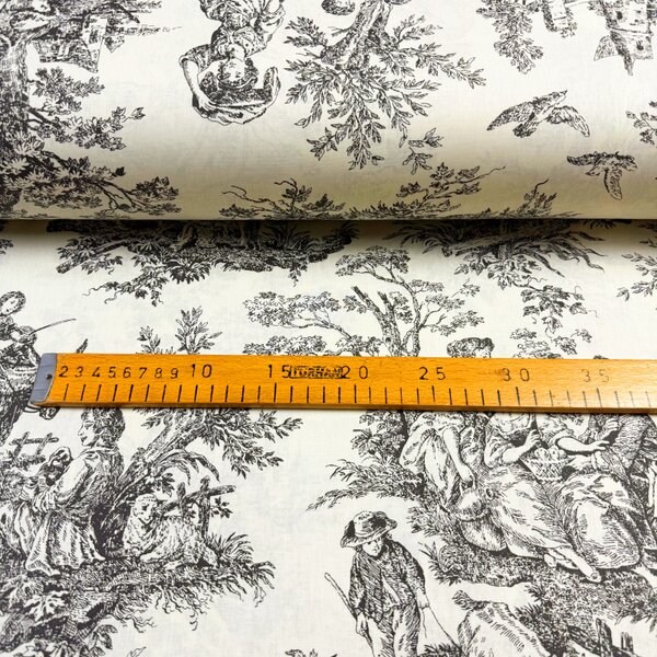 Ervi Bavlněná látka/plátno š.240cm - Toile de Jouy - 30497-1, metráž