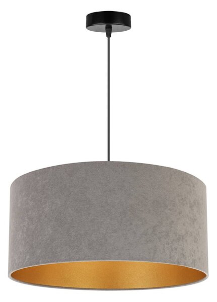 Závěsné svítidlo MEDIOLAN, 1x šedé/zlaté textilní stínítko, (fi 44cm)