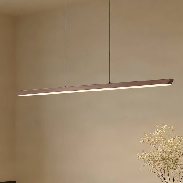 Lucande LED závěsné světlo Solvar, 117 cm, hnědá, stmívatelné, stmívatelný, Hnědá / rez, Obývací pokoj / jídelna, kov