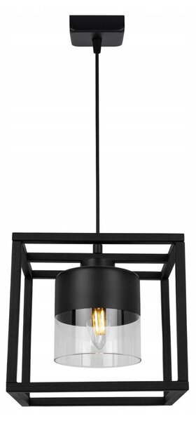 Závěsné svítidlo ROMA CAGE, 1x černé/transparentní skleněné stínítko v kovovém rámu
