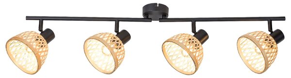 Rabalux 3136 RATTAN - Elegantní stropní lampa s ratanovými stínidly, 4 x E14, 82cm (Moderní svítidlo s naklápěcími ratanovými stínidly)