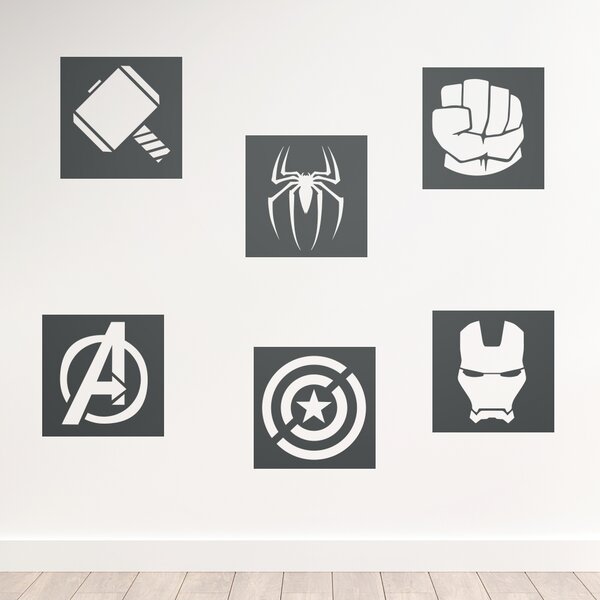 Živá Zeď Samolepka Znaky Avengers sada Barva: černá