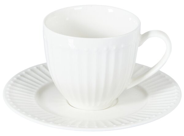 Sada 4 šálků s podšálky COWSLIP Porcelán Bílá