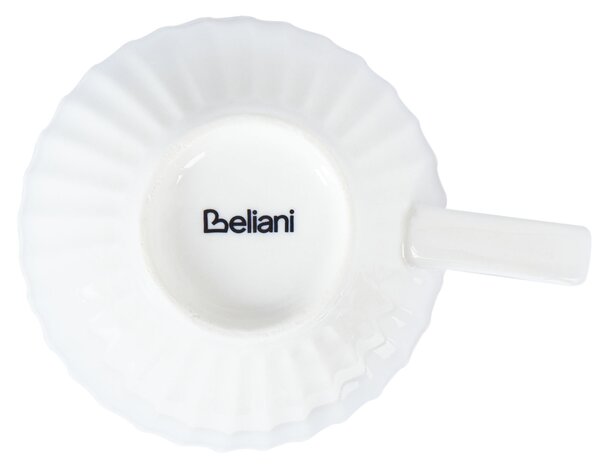 Sada 4 šálků s podšálky COWSLIP Porcelán Bílá