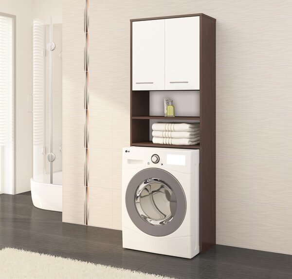 Ak furniture Koupelnová skříňka nad pračku Fin venge/bílá