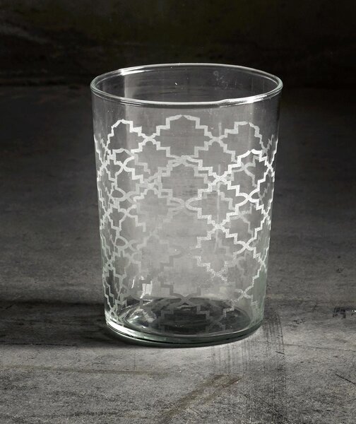 Designová sklenice s vypískovaným vzorem