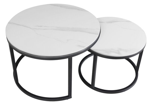 SADA KONFERENČNÍCH STOLKŮ, bílá, kámen, 68/43/68 cm MID.YOU - Konferenční stolky, Online Only