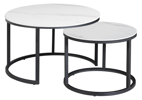SADA KONFERENČNÍCH STOLKŮ, bílá, kámen, 68/43/68 cm MID.YOU - Konferenční stolky, Online Only