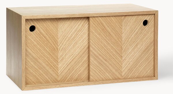 Nástěnná dřevěná skříňka z dubového dřeva se vzorem rybí kosti Herringbone