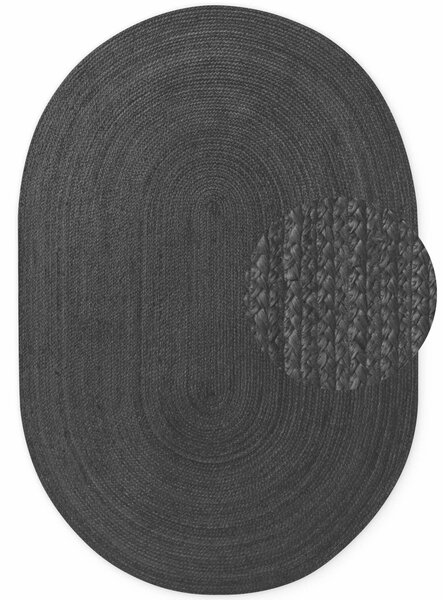Hanse Home, Kusový koberec Jute Braided 106322 Black ovál, 160x230 ovál, černá, chodba / předsíň
