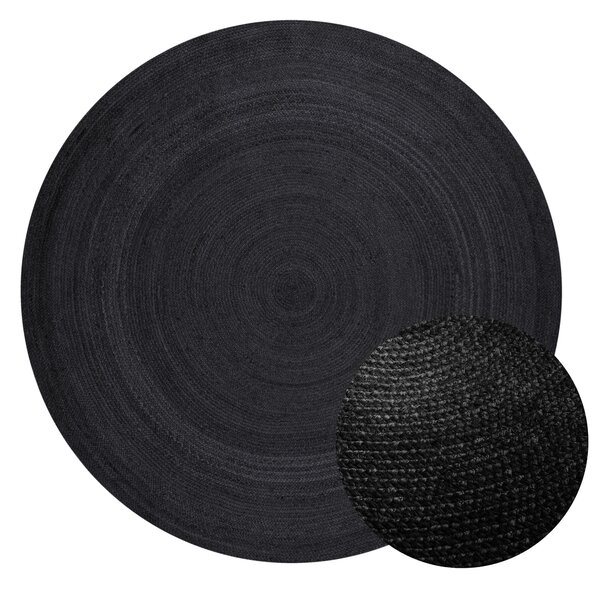 Hanse Home, Kusový koberec Jute Braided 106322 Black kruh, 200x200 (průměr) kruh, černá, chodba / předsíň
