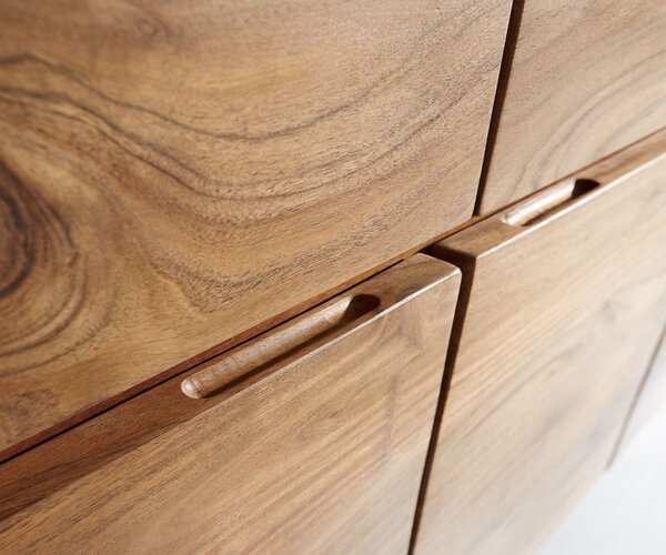 DELIFE Komoda Live-Edge 147 cm akácie přírodní 3 dvířka 3 zásuvky