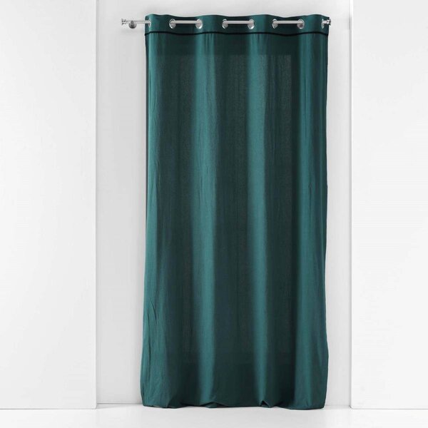 Závěs s kovovými kroužky LINETTE, bavlna, 135 x 240 cm, zelený mořský