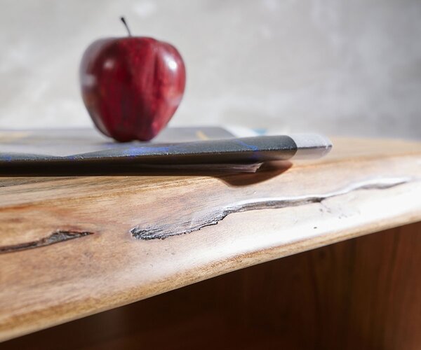 DELIFE TV stolek Live-Edge 145 cm akácie přírodní přihrádka 3 zásuvky