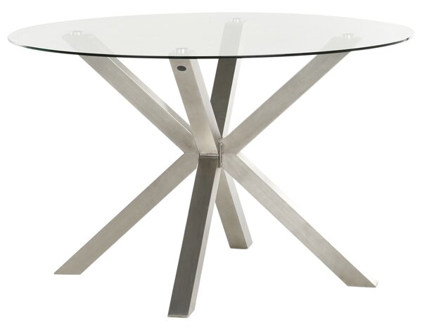 Zahradní jídelní stůl MALETTO 120 cm 120 cm Sklo Stříbrná